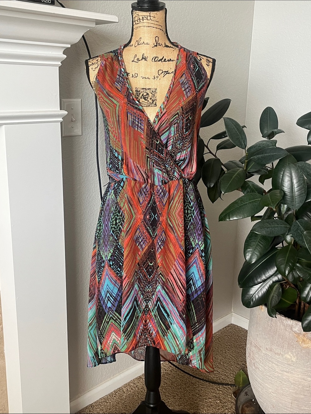Multi-Color Sleeveless Wrap Dress - Women